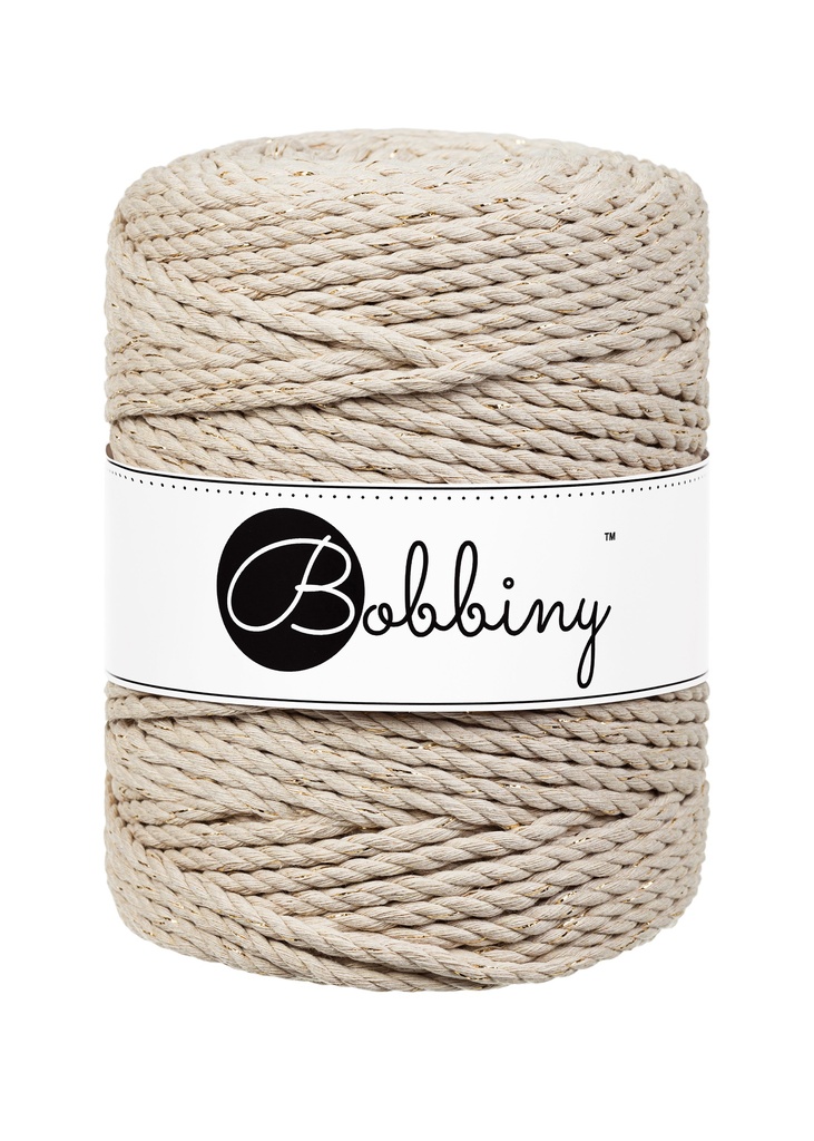 Corde Macramé Torsadé 5mm Bobbiny - Couleur Golden Beige