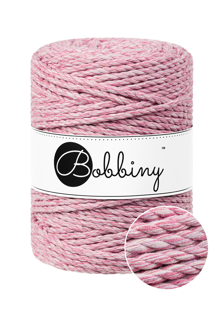 Corde Macramé Torsadé 5mm Bobbiny - Couleur Raspberry Shake