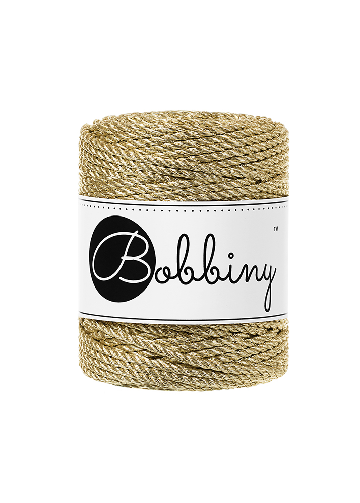 Corde Macramé Torsadé 3mm Bobbiny - Couleur Metallic Gold