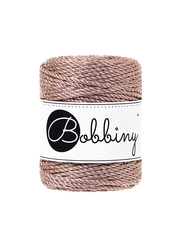 Corde Macramé Torsadé 3mm Bobbiny - Couleur Metallic Rose Gold