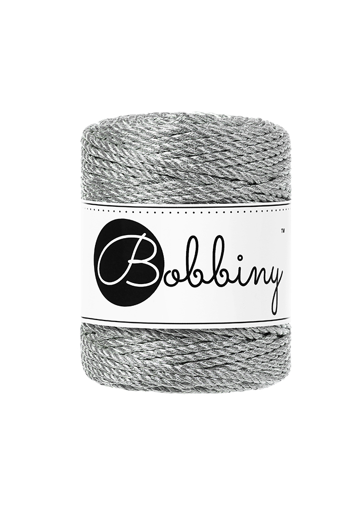 Corde Macramé Torsadé 3mm Bobbiny - Couleur Metallic Silver