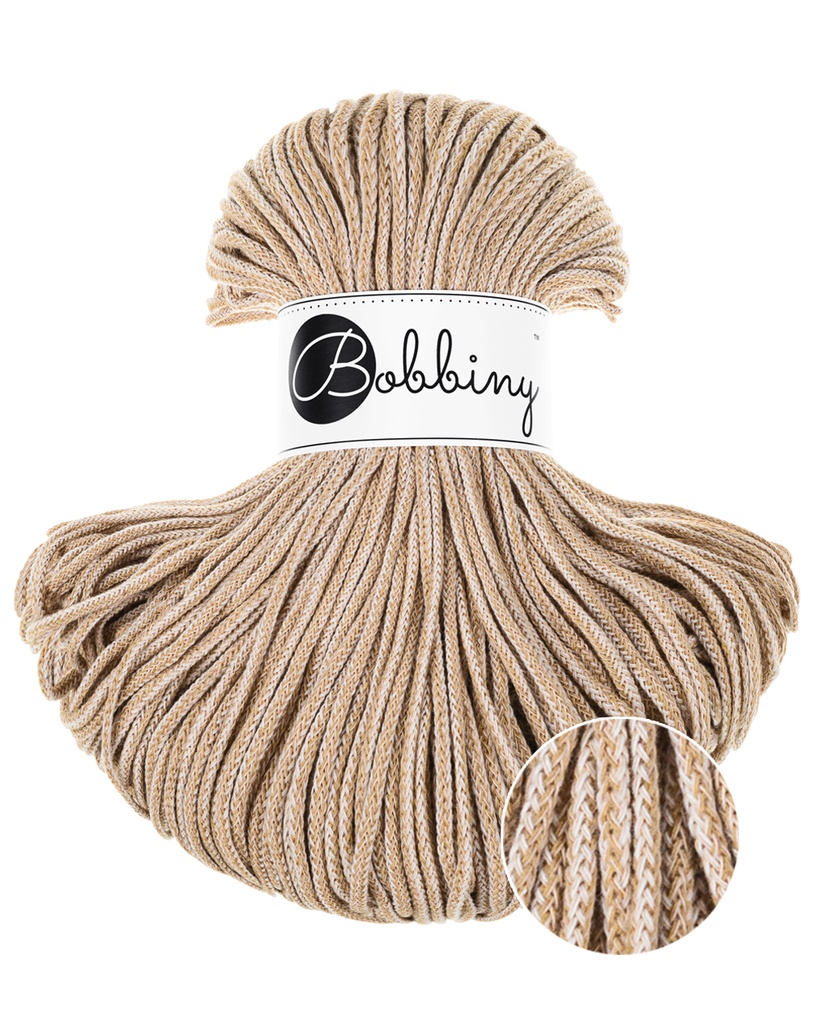 Corde Macramé Tressé 3mm Bobbiny - Couleur Caramel Shake