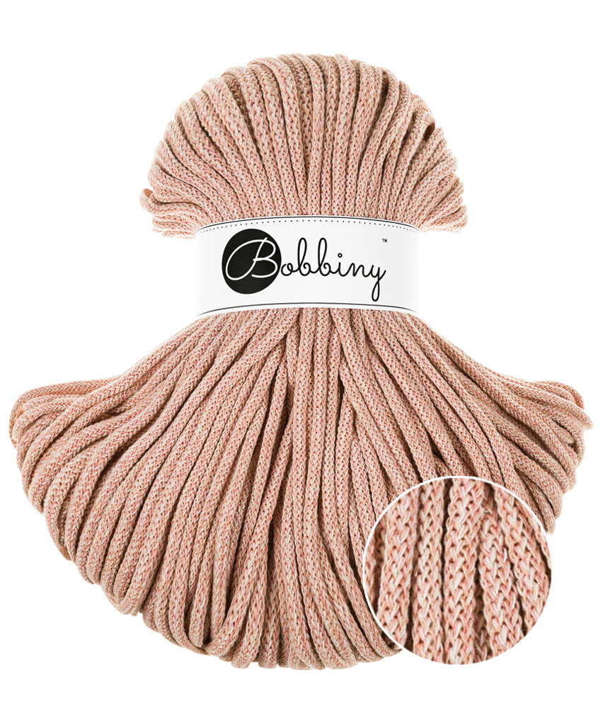 Corde Macramé Tressé 5mm Bobbiny - Couleur Peach Shake