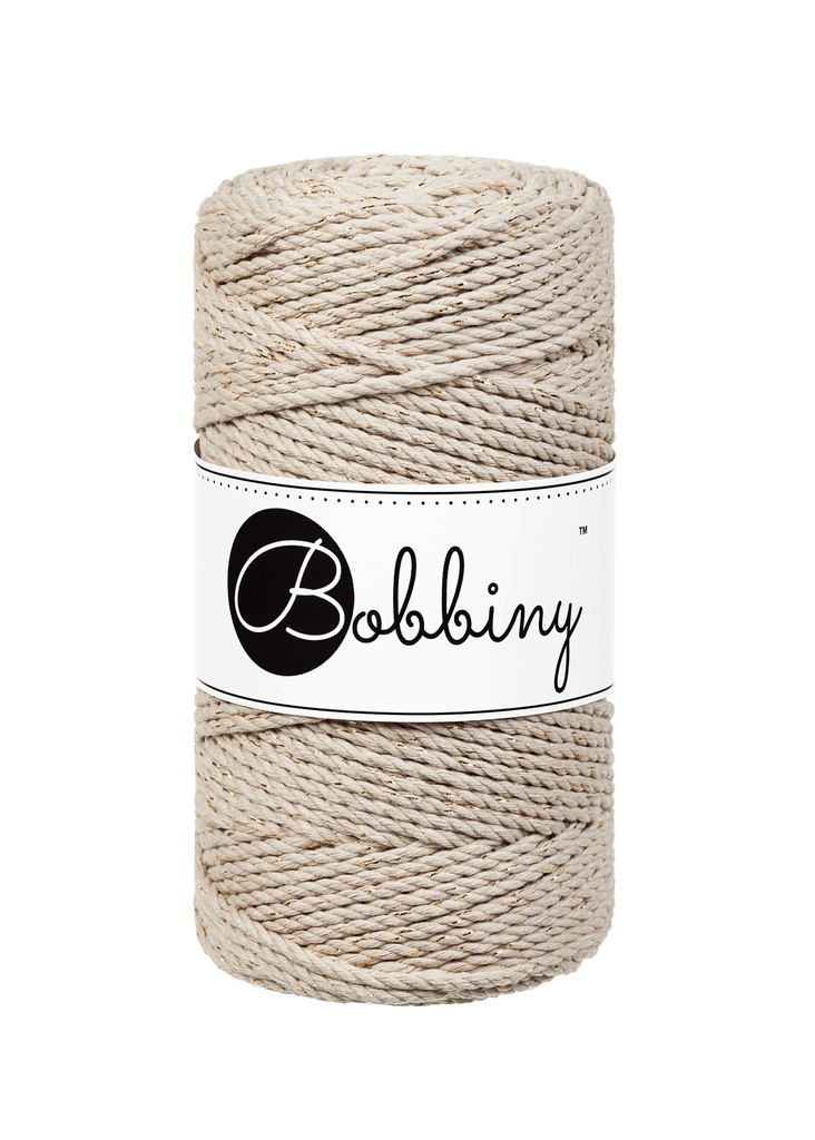 Corde Macramé Torsadé 3mm Bobbiny - Couleur Golden Beige