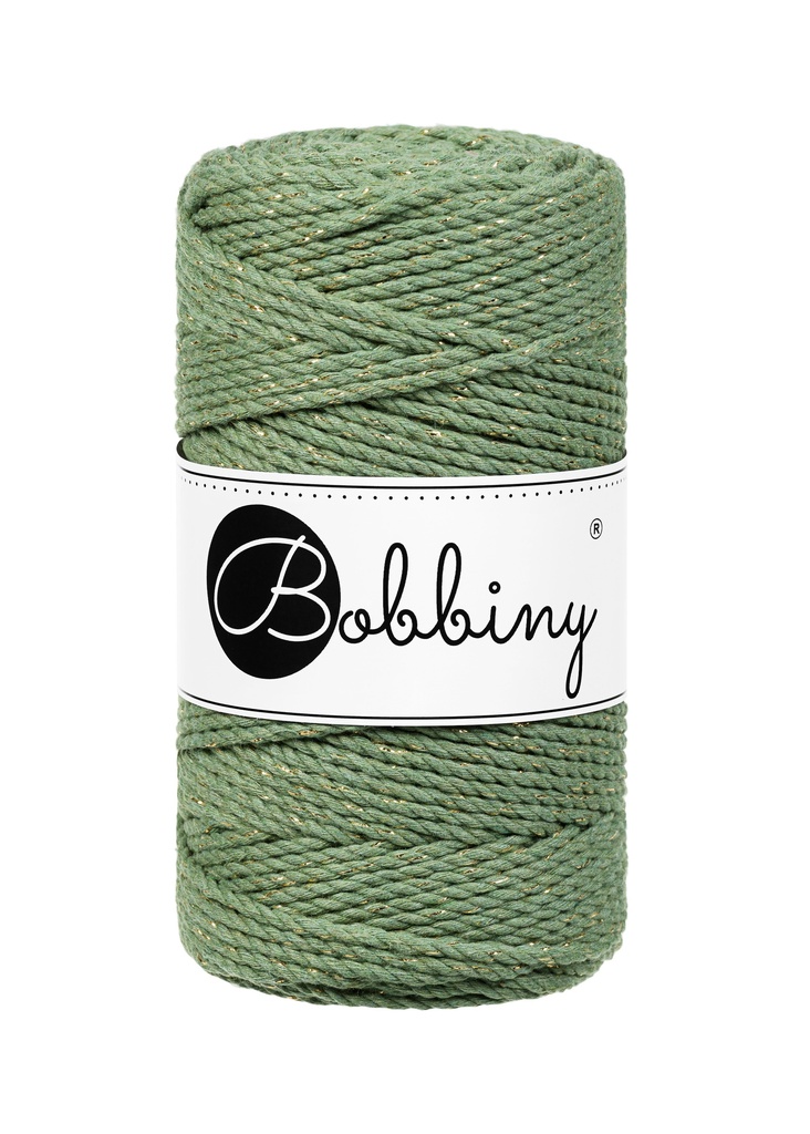 Corde Macramé Torsadé 3mm Bobbiny - Couleur Golden Eucalyptus Green