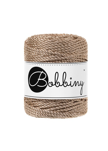 Corde Macramé Torsadé 3mm Bobbiny - Couleur Metallic Champagne