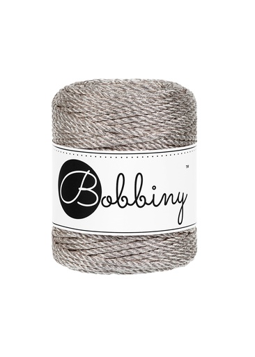 Corde Macramé Torsadé 3mm Bobbiny - Couleur Metallic Platinum