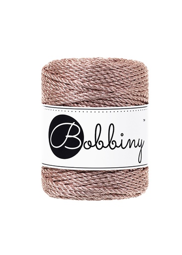 Corde Macramé Torsadé 3mm Bobbiny - Couleur Metallic Rose Gold